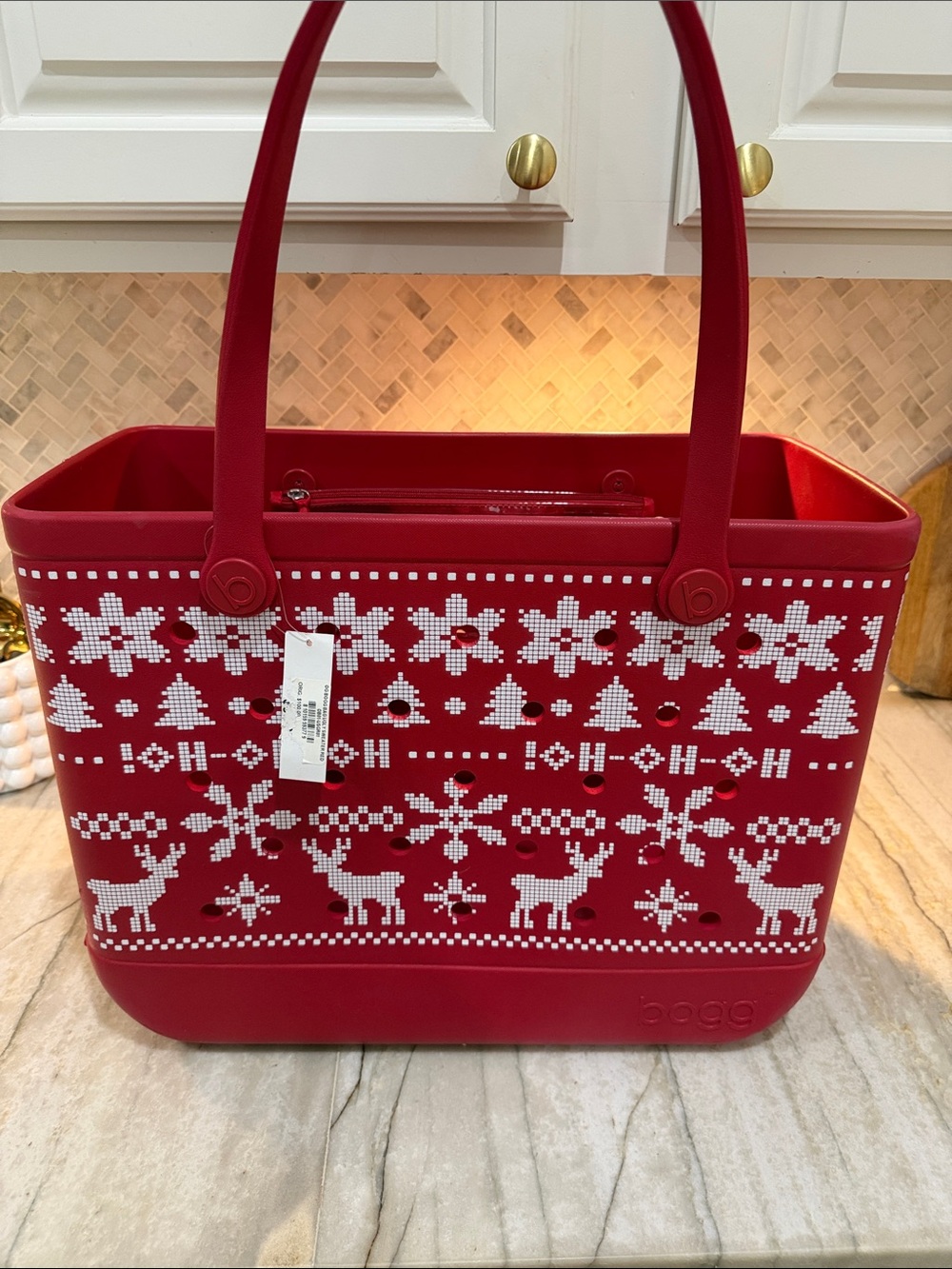 BOGG BAG Original Size “Large” Holiday Christmas Ugly Sweater Red NWT